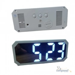 Relógio Digital Led Branco Espelhado Temperatura Despertador